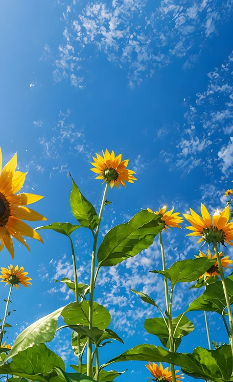 向日葵蓝天·清新唯美风 治愈系植物手机壁纸