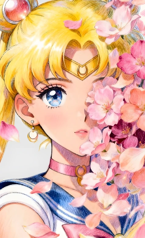 月野兔·樱花簇拥 唯美手绘《美少女战士》壁纸 高热度美战壁纸