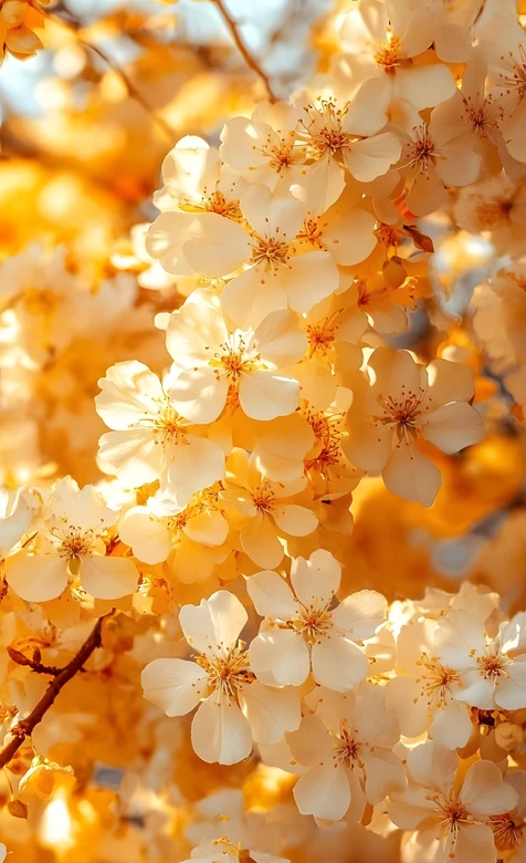 暖金樱花·唯美春日花卉 高人气手机壁纸