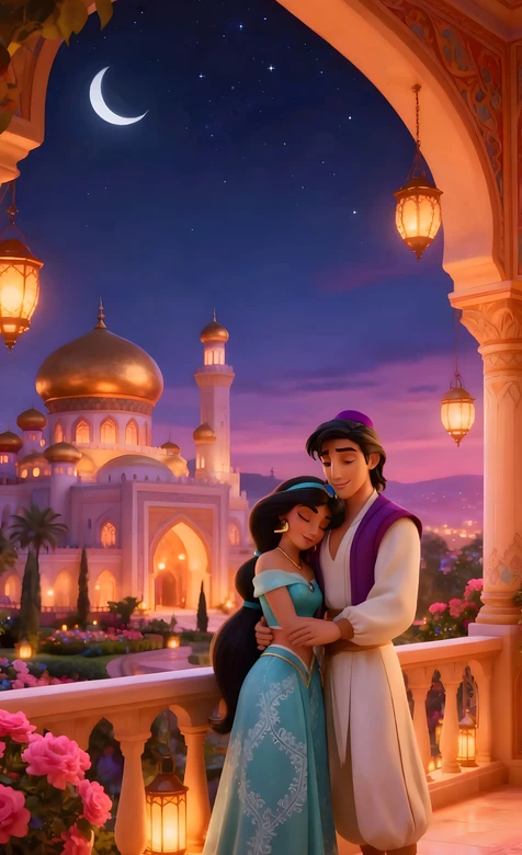 阿拉丁&茉莉公主·梦幻宫殿夜景 迪士尼《阿拉丁》浪漫壁纸