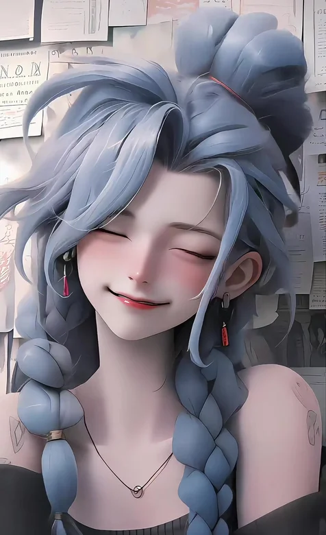 蓝发麻花辫少女·国漫唯美二次元 动态手机壁纸