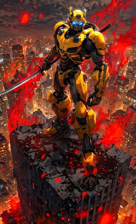 大黄蜂·战刃出鞘 末日都市科幻风 变形金刚高燃壁纸