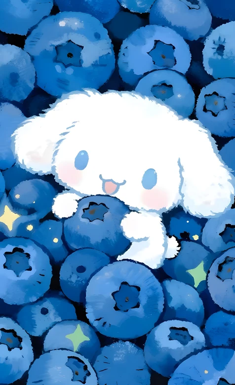 玉桂狗·蓝莓簇拥 水彩治愈风三丽鸥萌系手机壁纸