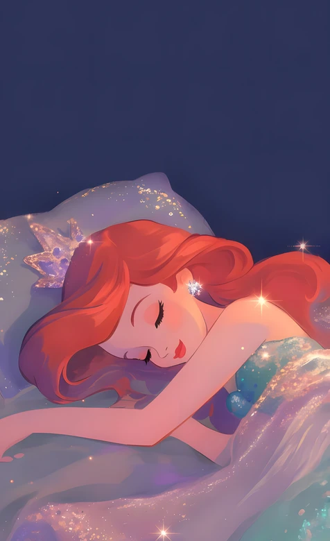 爱丽儿·睡颜闪耀 迪士尼小美人鱼唯美梦幻壁纸