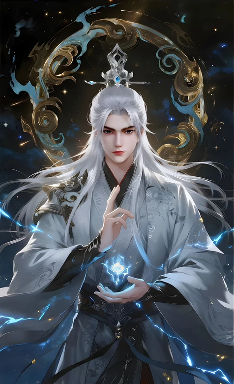 白发仙人物王林·玄术凝光 国风玄幻帅哥壁纸（古风仙侠手机壁纸）