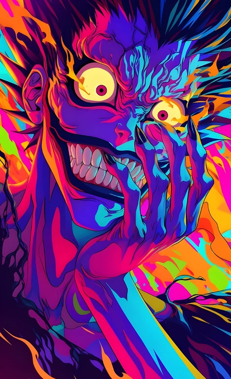 宿傩·癫狂狞笑 霓虹赛博风动漫角色壁纸 高热度