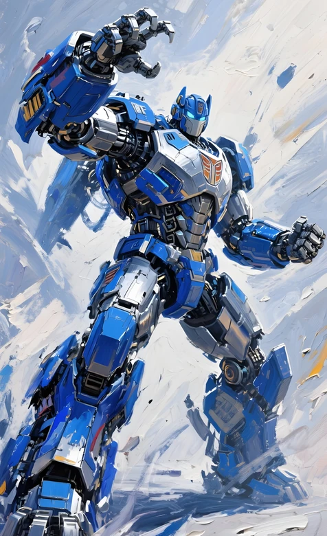 蓝色汽车人·机甲战甲（变形金刚油画风）热血战斗壁纸