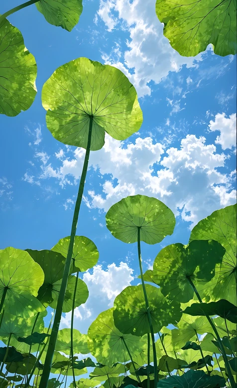 夏日莲叶蓝天·清新唯美 治愈系手机壁纸