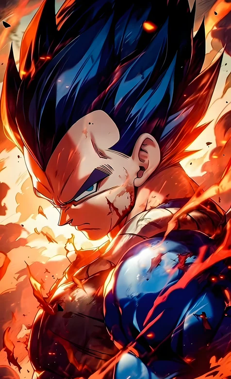 贝吉塔·战斗伤痕（深蓝超赛）龙珠热血动漫壁纸（热血动漫角色壁纸）