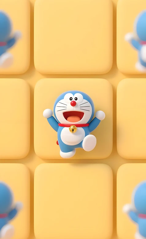 哆啦A梦·欢呼跳跃 3D拟物风 哆啦A梦动漫治愈壁纸