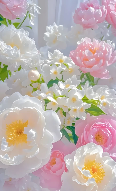 粉白花卉簇拥·清新唯美风 高热度花卉壁纸