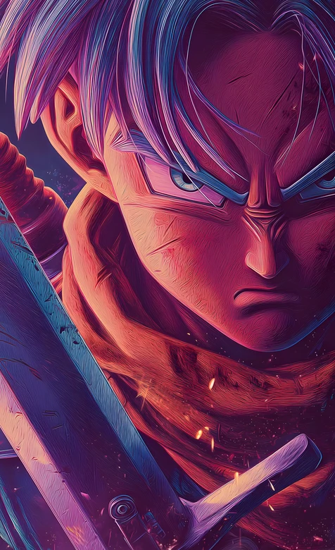 特兰克斯·带剑 赛博霓虹风《龙珠》动漫壁纸