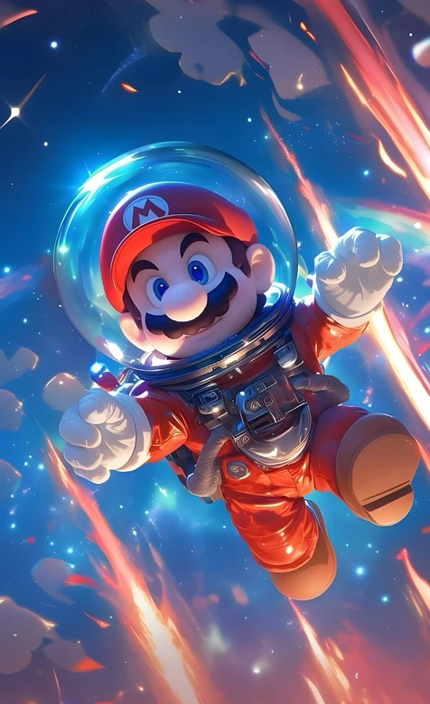 马里奥·宇航服星际冒险 科幻星空超级马里奥游戏壁纸