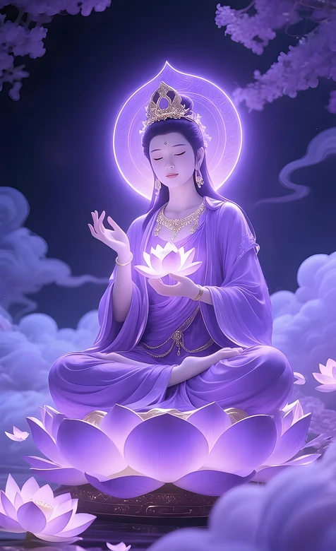 观音·持莲坐莲 国风唯美禅意手机壁纸