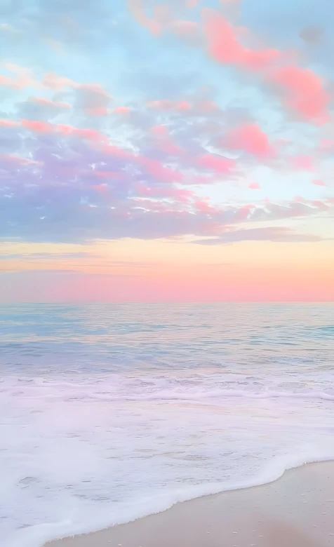 唯美海边日落沙滩·清新梦幻晚霞 治愈系手机壁纸