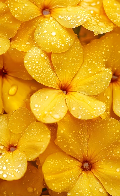 黄色花朵·水珠点缀 唯美清新治愈系手机壁纸