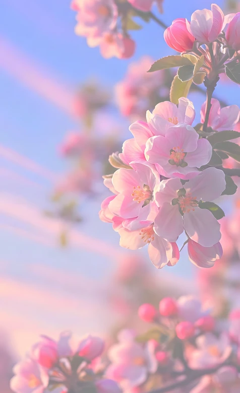 春日花簇·唯美梦幻粉色花瓣手机壁纸（清新治愈系）