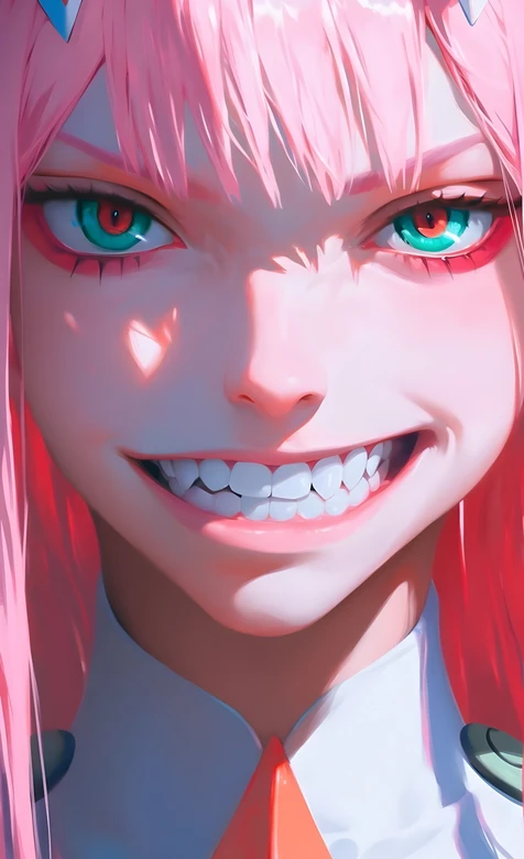 Zero Two·粉发异色瞳 写实二次元风 出自DARLING in the FRANXX 高清动漫壁纸