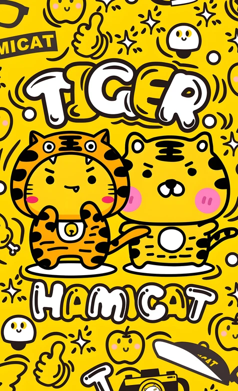 哈咪猫（Hamicat）·老虎装萌系国漫风 虎年趣味卡通背景图