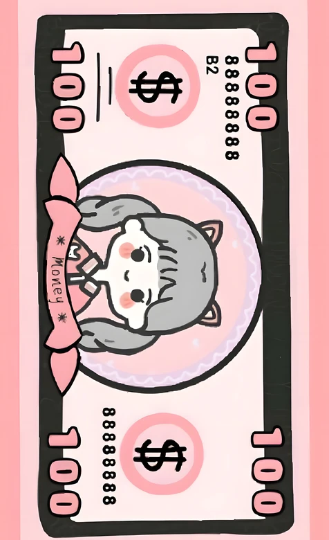 猫耳少女·粉色系可爱风 百元钞主题手机壁纸