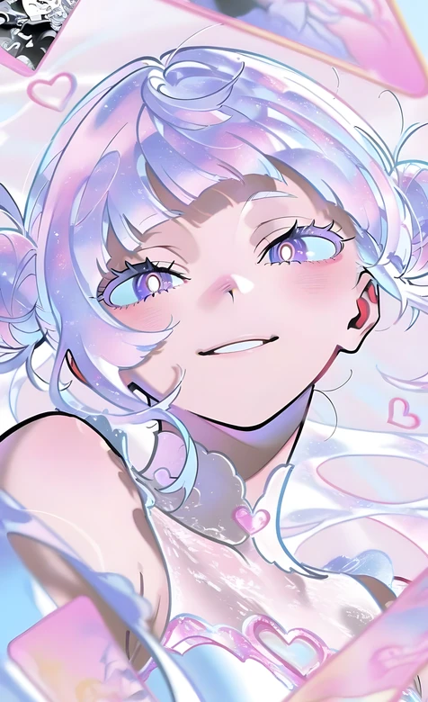 粉紫双马尾动漫少女·梦幻透明感插画 热门手机壁纸