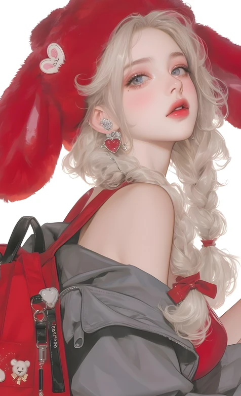 金发双麻花辫少女·唯美写实风原创插画 高人气手机竖屏壁纸