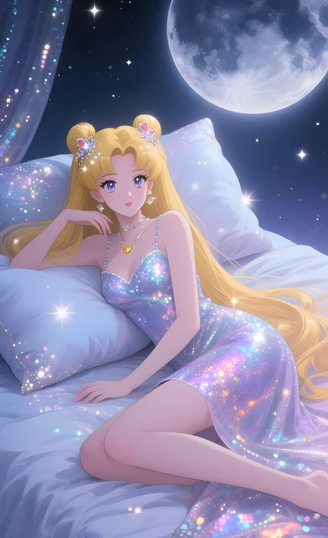 月野兔·星空闪裙 唯美月夜美少女战士动漫壁纸