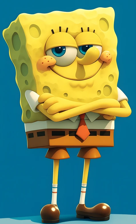 海绵宝宝·抱臂自信 3D卡通风 海绵宝宝动漫热门手机壁纸