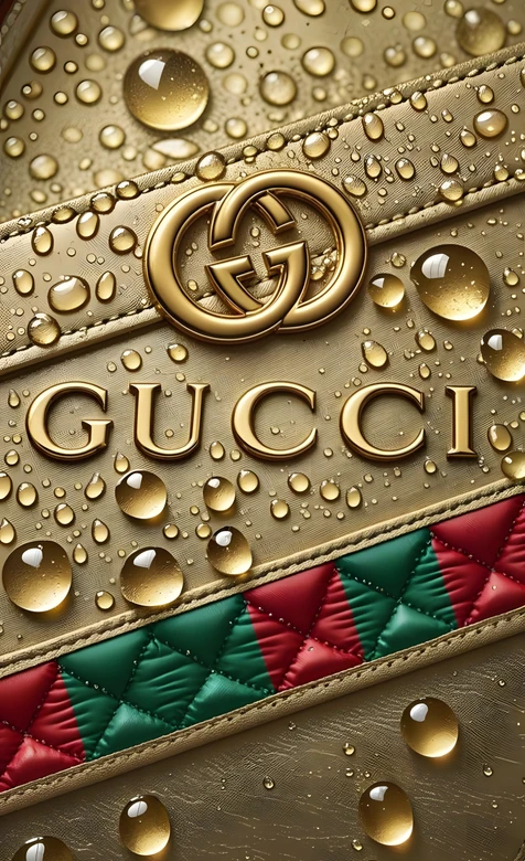 Gucci双G标志·奢华水滴质感 经典红绿纹时尚壁纸