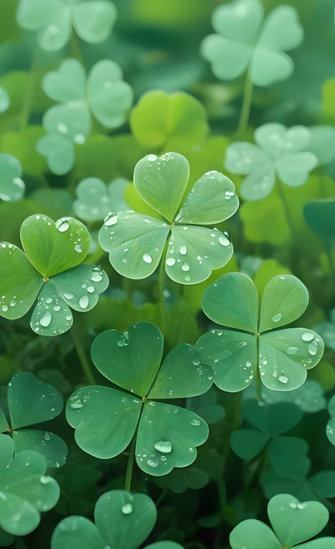带露珠三叶草·唯美清新自然风 清新治愈手机壁纸