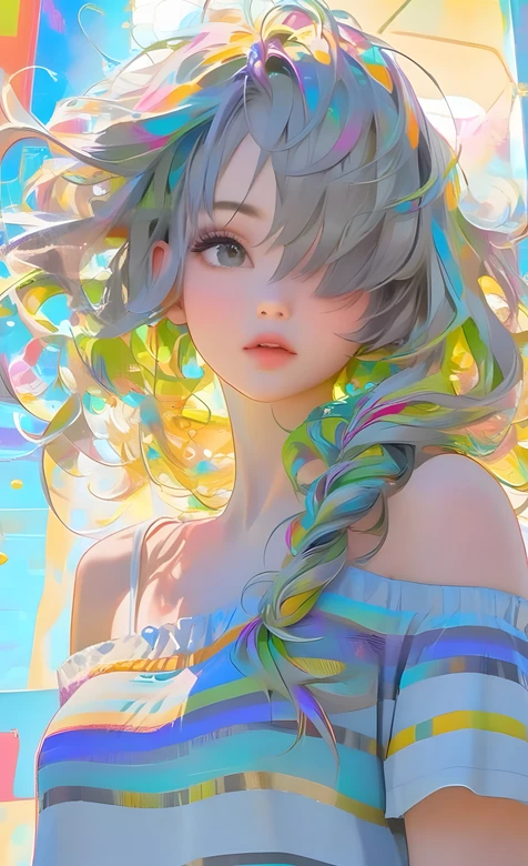 炫彩发丝少女·唯美梦幻风 高饱和色彩手机壁纸