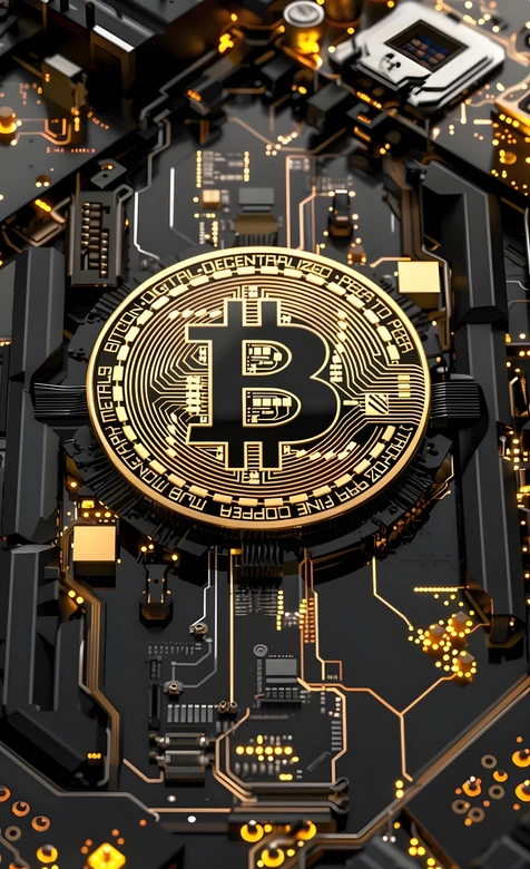 比特币·电路板黑金科技风 虚拟货币科技感手机壁纸