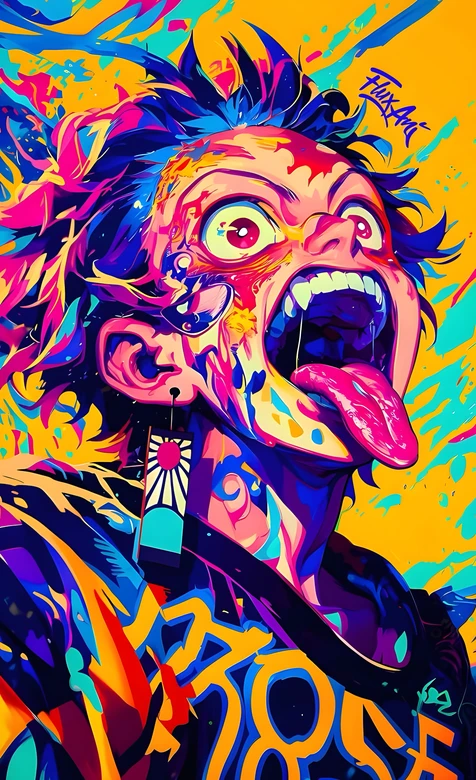 炭治郎·狂吼吐舌 流体艺术风 鬼灭之刃高燃手机壁纸