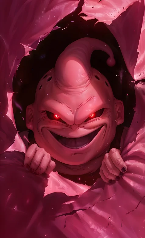 魔人布欧·邪笑红瞳 暗黑写实龙珠动漫手机壁纸