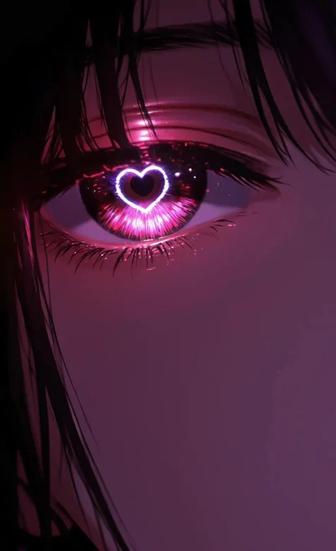 二次元动漫风·心形炫光瞳孔人物眼妆·动态手机壁纸（高热度）