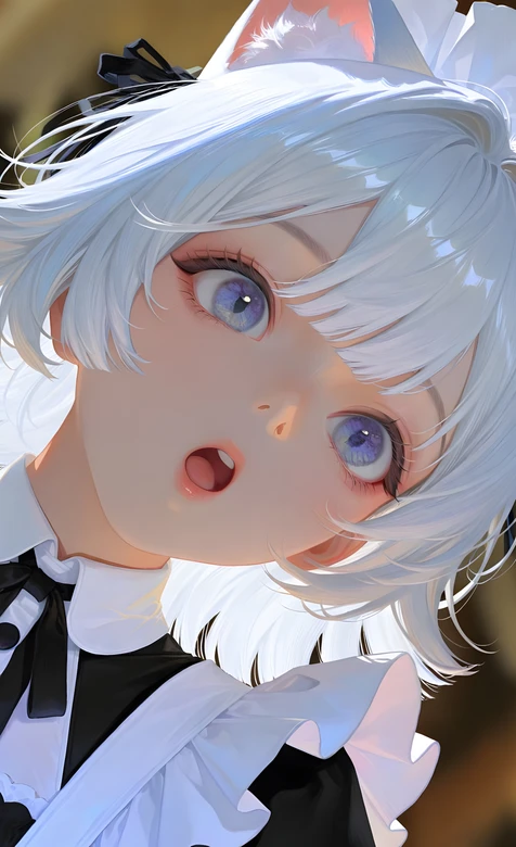 猫耳女仆·白发紫瞳 二次元唯美手机壁纸高热度