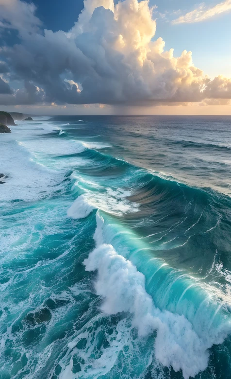 海洋巨浪海岸云霞·唯美写实风超高清海浪风景壁纸