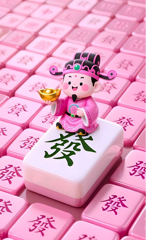 Q版国风财神·抱金元宝坐發字麻将 国漫财运手机壁纸