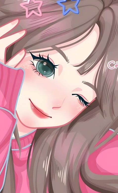 二次元女孩·星星发饰wink 暖粉毛衣甜系壁纸