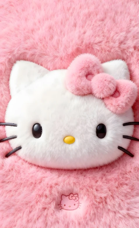 Hello Kitty·毛绒蝴蝶结 粉色治愈三丽鸥可爱壁纸 少女心桌面