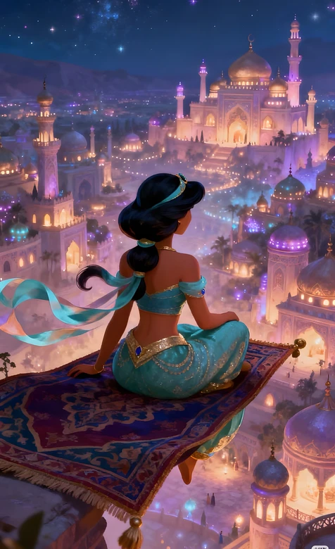 茉莉公主·飞毯俯瞰阿格拉巴 唯美梦幻迪士尼《阿拉丁》手机壁纸