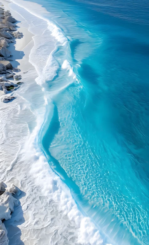 蓝海白沙海浪·唯美清新风 超高清海滩手机壁纸