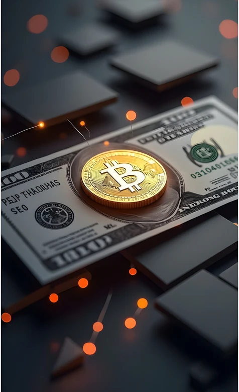 比特币&美元·科技写实风 金融虚拟货币主题手机壁纸热搜款