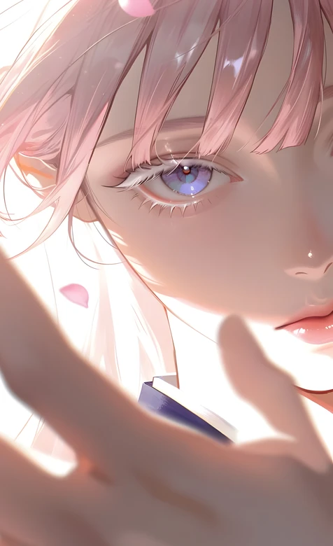 粉色发二次元少女·唯美梦幻 原创插画春日护眼壁纸