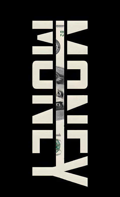 美元富兰克林·暗黑文字切割 货币主题手机壁纸