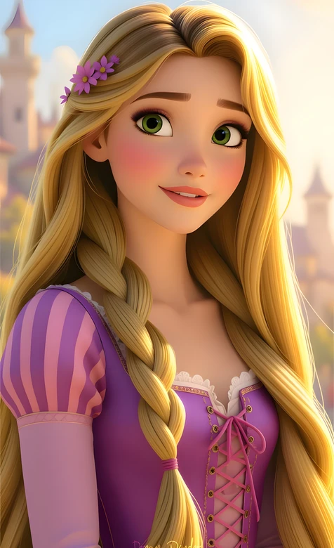 乐佩·金发辫紫裙 迪士尼《魔发奇缘》唯美童话手机壁纸