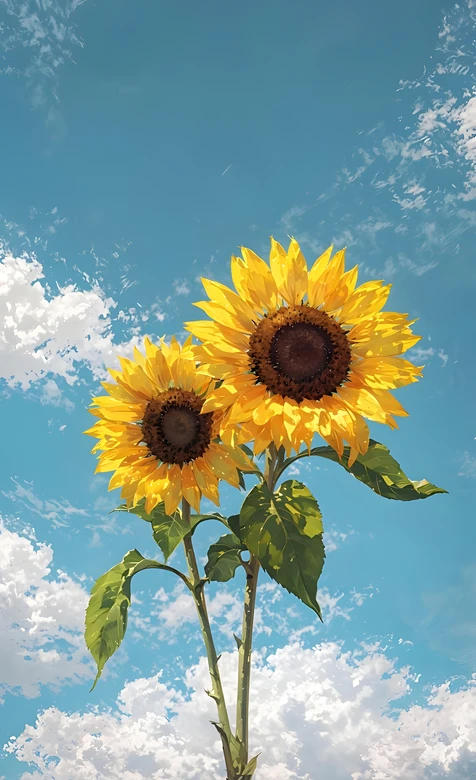 向日葵·晴空相伴 唯美写实风 清新治愈手机壁纸