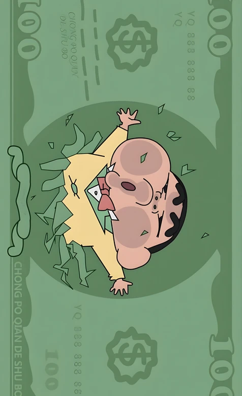 蜡笔小新钱形老板·冲破钱币 卡通风手机壁纸（高热度）