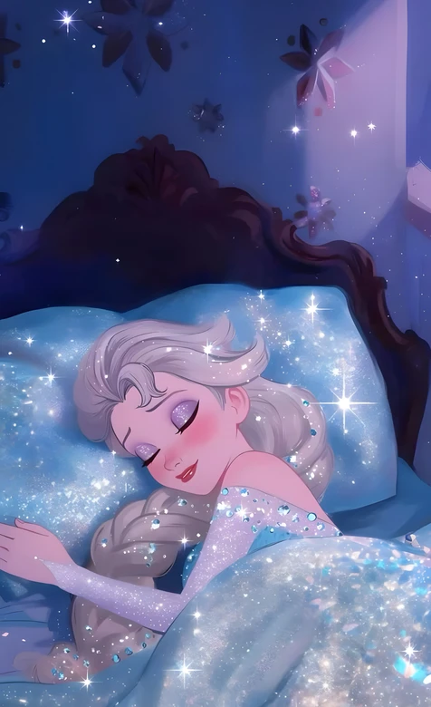 艾莎·沉睡星光 冰雪奇缘唯美梦幻 童话安眠手机壁纸