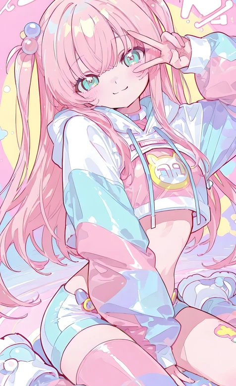 粉色双马尾二次元少女·甜美马卡龙风 软萌系手机壁纸精选